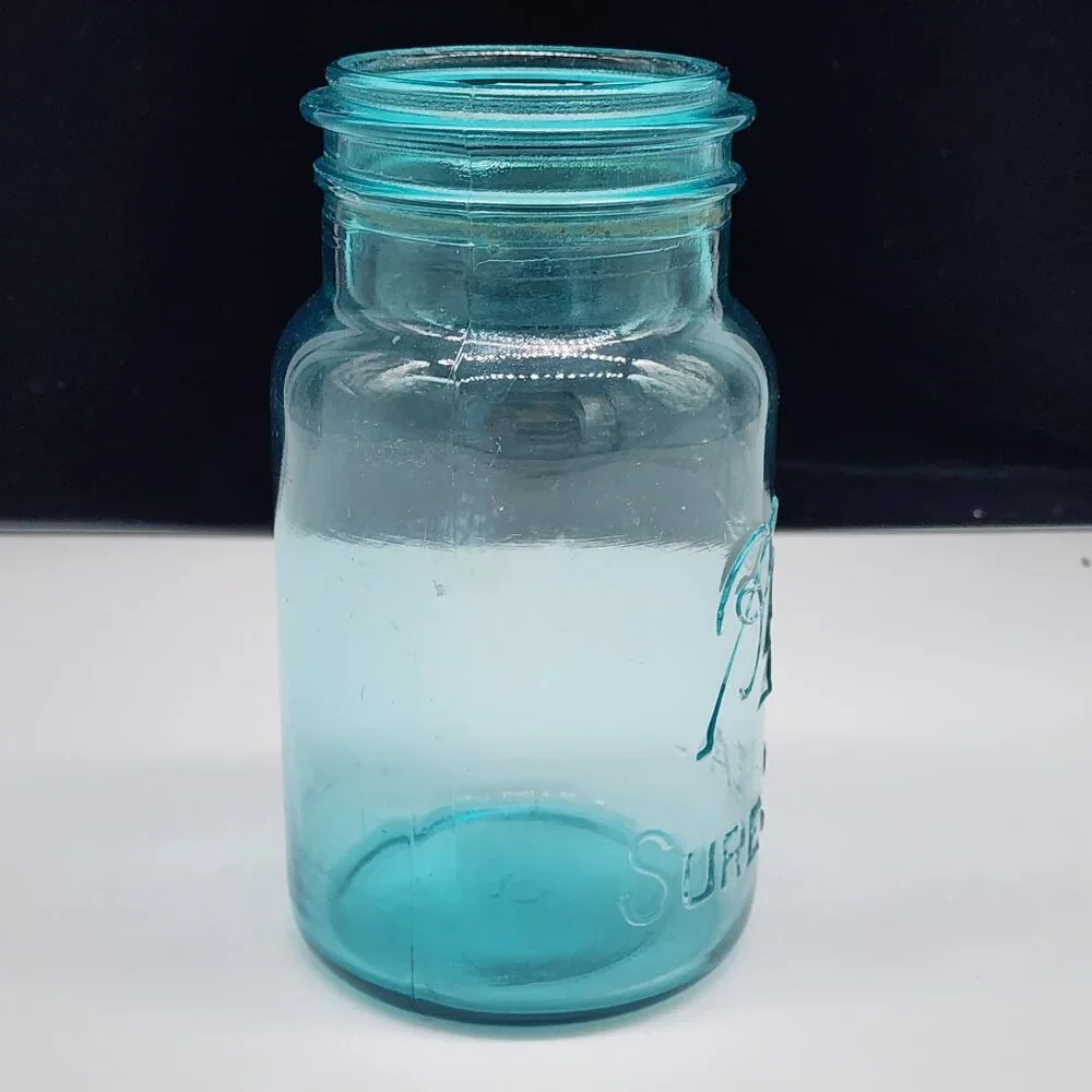 Vintage Ball Blue Glass Sure Seal Mason Jar #10 Jar Only No Lid 7